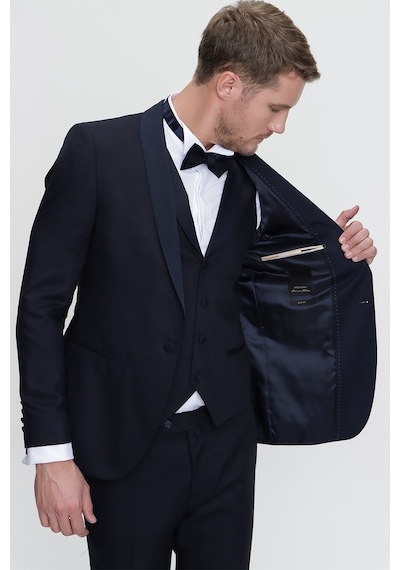 Morven Erkek Lacivert Santorin Ceremonia Jakarlı Slim Fit Dar Ke Lacivert