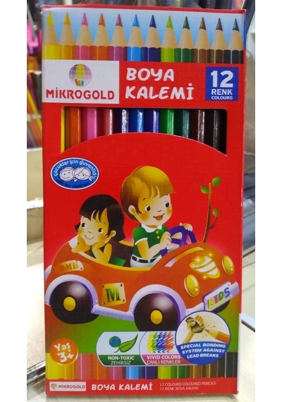 Mikro Gold 12 Renk Tam Boy Kuru Boya Kalemi
