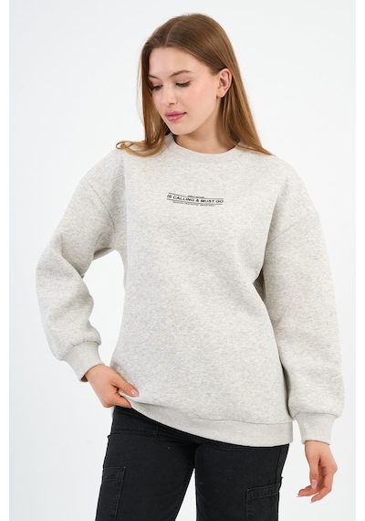 Alexander Gardi İçi Polarlı Baskı Detaylı Sweatshırt B23-37401 Gri