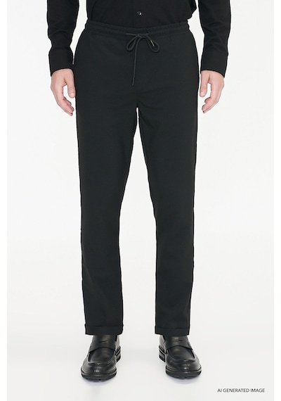 Ac&Co / Altınyıldız Classics Slim Fit Dar Kesim Beli Bağlamalı Yan Cepli Erkek Pantolon - Siyah
