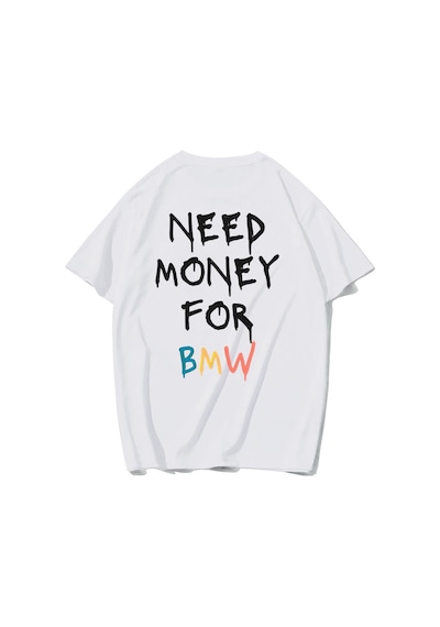 Brz Collectıon Brz Collection Unisex Oversize Bmw Whıte Need Money For Bmw T-shirt Beyaz