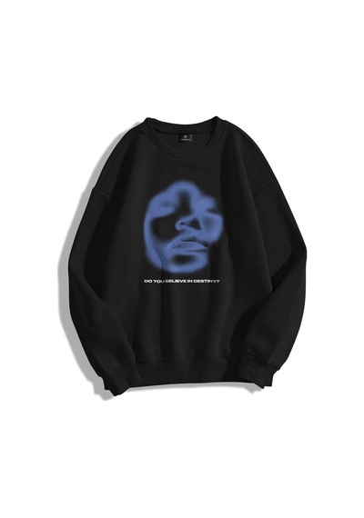Startmore Unisex Destiny Bisiklet Yaka Sweatshirt Siyah Siyah