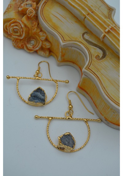 Stoneage Jewellery Kuvars Taşlı Taşarım Küpe Altın Rengi Altın