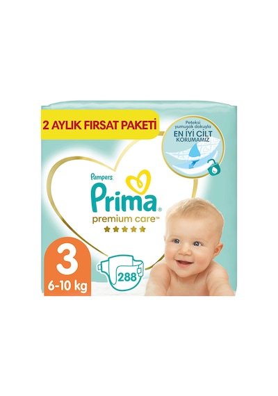 Prima Bebek Bezi Premium Care 3 Beden 2 Aylık Fırsat Paketi 288 Adet 2'li