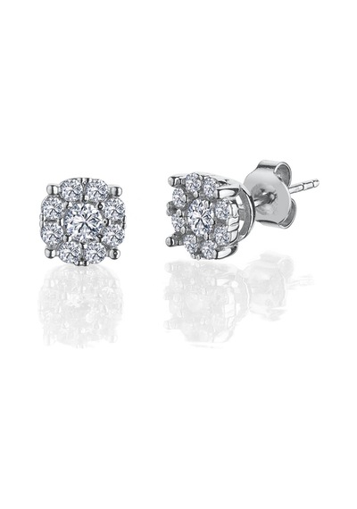 1.50 Karat Effective Diamond Koronet Tektaş Gümüş Küpe