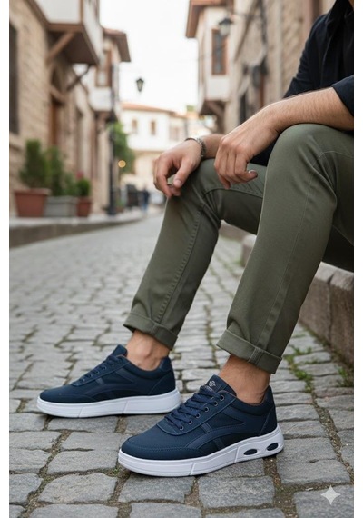 Fort 2308 Dks Keten Rahat Hafif Sneaker Erkek Ayakkabı Mavi