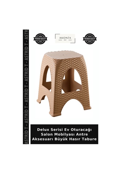 Delux Serisi Ev Oturacağı Salon Mobilyası Antre Aksesuarı Büyük Hasır Tabure Çok Renkli