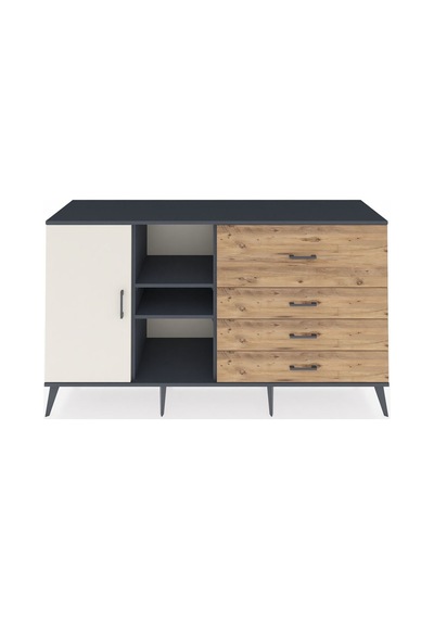 Hyperion Konsol 4 Raflı 4 Çekmeceli Tek Kapaklı 176x44x99 Antras Antrasit-aytaşı/çam Hyperion Konsol 4 Raflı 4 Çekmeceli Tek Kapaklı 176x44x99 Antras Antrasit-aytaşı/çam