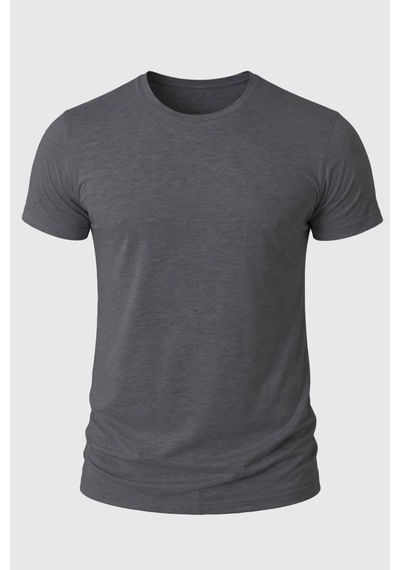 Deepsea Erkek Antrasit Slim Fit %90 Pamuk Likralı Yumuşak Dokulu Basic Tişört 1801131