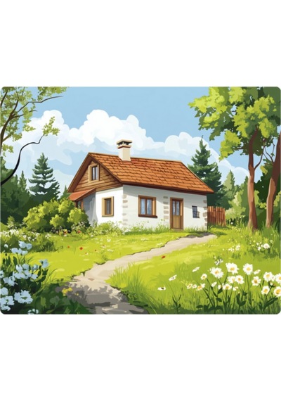 Köyde Ev Teması Baskılı Mousepad 17,5x21,5 Cm