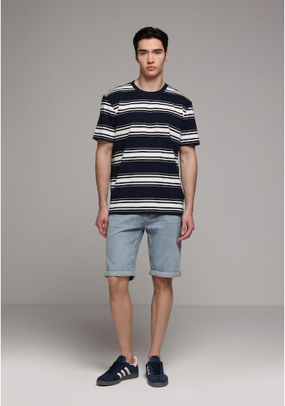 Colin's Colins Regular Fit Yuvarlak Yaka Çizgili Erkek Lacivert Kısa Kol Tişört Cl1081611 Q1.v1 Nav