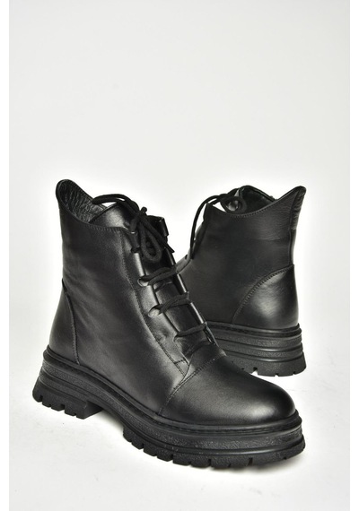 Fox Shoes T555102903 Siyah Hakiki Deri Alçak Topuklu Kadın Bot Siyah