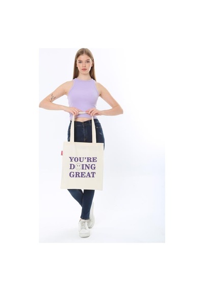 Baghashtag You Are Doing Great Baskılı Bez Çanta Çok Renkli