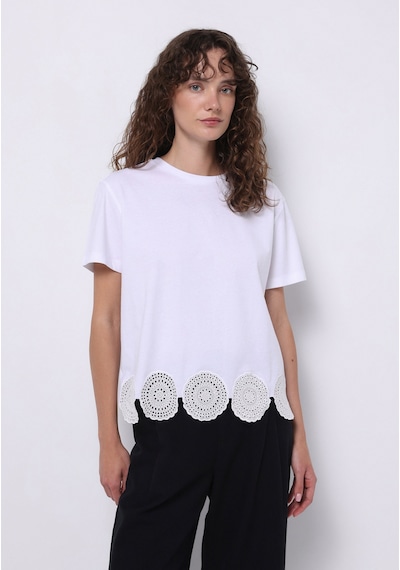 Colins Regular Fit Yuvarlak Yaka Düz Kadın Beyaz Kısa Kol Tişört Cl1074284 Q1.v1 Wht Beyaz
