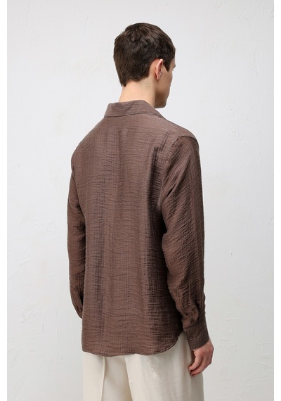 Antioch Crinkled Relax Fit Erkek Gömlek Açık Kahverengi
