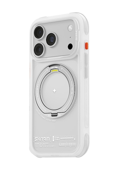 İphone 18 Pro Uyumlu Kılıf M-safe Şarj Özellikli Airbag Tasarımlı Standlı Skinarma Atlas Kapak Beyaz