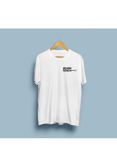 Oversize Open House Festival Unisex T-shirt Beyaz