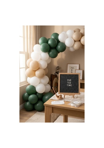 Golf Temalı 1 Yaş Doğum Günü Süsleme Classic Set Koyu Gri Keçe Yazı Panosu Standlı Balon Zincirli Par-tee Seti