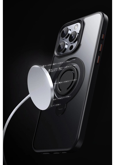 Apple Uyumlu iPhone 16 Pro Avatar 360 Dönen Magsafe Kapak Siyah