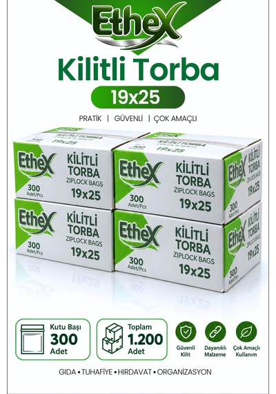 Kırmızı Şeritli Kilitli Torba 19x25 Cm 1200 Adet 4 Kutu - Gıda Uyumlu, Dayanıklı Ve Kullanışlı - 687110524