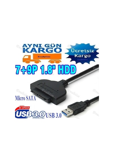 Usb 3.0 To Micro Sata 1.8 7+9 Pin Hdd Hard Disk Kablosu 5132P Mi