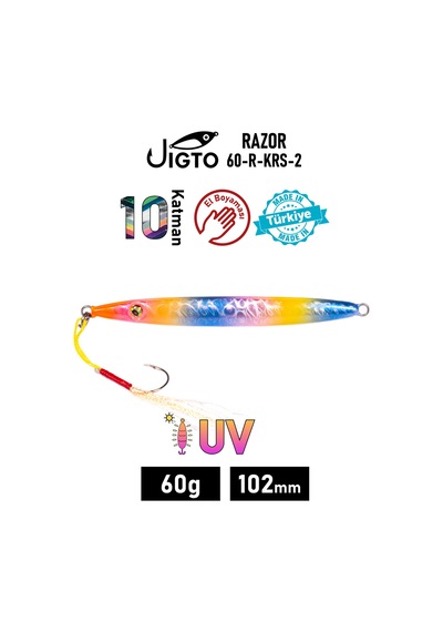 Jig, Zoka, Suni Yem, Glow Uv Metal Jig, 60gr 10cm Razor 60