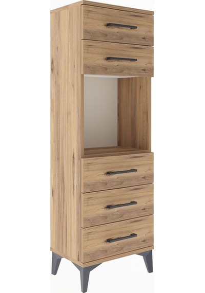 Arges Dolap Tek Raflı 5 Çekmeceli 44x30x134 Çam-çam Atlas Çam