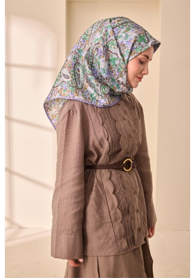 Silk Home Twill İpek Eşarp 11478-36 Bebe Mavi, Eflatun, Patina Yeşili