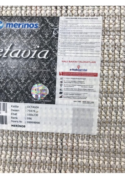 Merinos Halı Octavia 75478 096 Serisi Salon Oturma Yatak Odası Halısı Gri - Krem