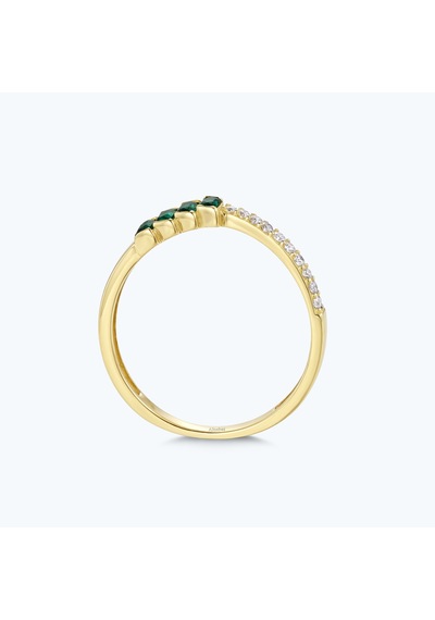 Altınbaş Yeşil Taşlı Altın Baget Yüzük Ayz0712-y-25969-y Çok Renkli