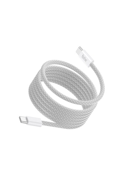 Bix T4cc 65w Usb-c To Usb-c Manyetik Tasarımlı Örgülü Hızlı Şarj Ve Data Kablosu 1 Metre Beyaz