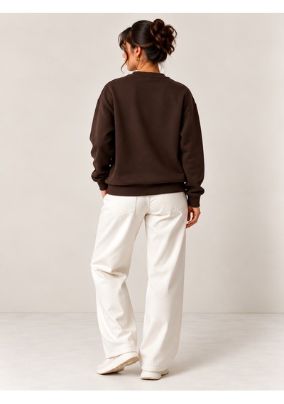 Vigoss Baskılı Kadın Sweatshırt 14115-30112 Kahve
