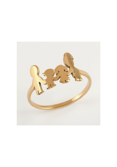 Aile - 722 - Lüks Çelik Yüzük - Spt-gld - Bronz 20
