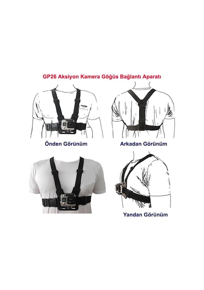 Eken Sjcam Gopro 3 Way Monopod Kafa Bandı Göğüs Kemeri 5li Set Çok Renkli