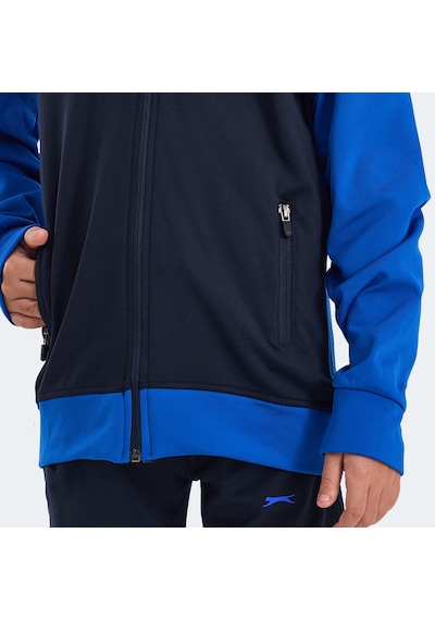 Slazenger NOON Çocuk Fermuarlı Kapüşonlu Cepli Lacivert / Saks Mavi Eşofman Takımı