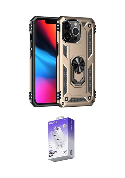 İeg Apple iPhone Uyumlu  13 Pro Max Kılıf Ahenk Klasik Koleksiyonu - Siyah Bilvis 5in1 3d Magic Cam Ekran Koruyucu Yeşil