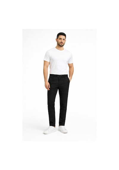 Classics Men Captiva İtalyan Kesim Comfort Fit Erkek Keten Pantolon - 7557 Siyah