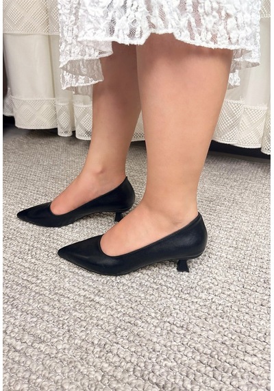 Asmi Shoes Kadın Moni Siyah Cilt 3 Cm Topuklu Ayakkabı