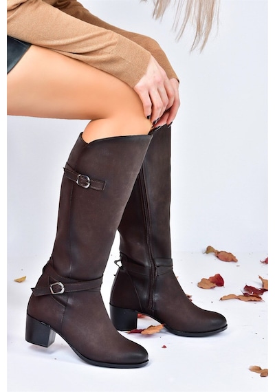 Fox Shoes Kahverengi Alçak Topuklu Günlük Kadın Çizme L674230009 Kahverengi