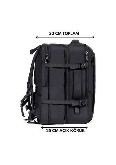 Case Club Dada Körüklü Su Geçirmez Kumaş Fonksiyonel Sırt Çantası 15.6 İnç Siyah