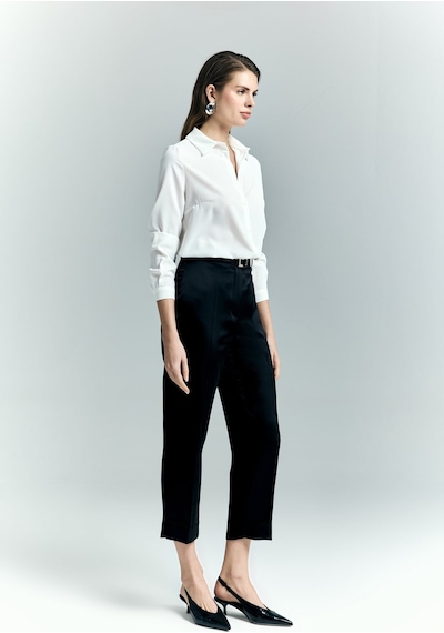 Lisa Saten Duble Paça Pantolon - Siyah-137242 siyah