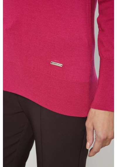 On Fashion Kadın Fuşya Boğazlı Kazak 63503 Fuşya