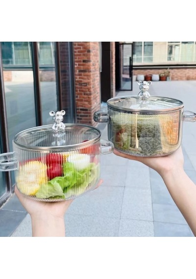 1,5 Litre Borosilikat Isıya Dayanıklı Pinterest Stil Cam Tencere Minimalist Tencere Mutfak Pişirme Şeffaf