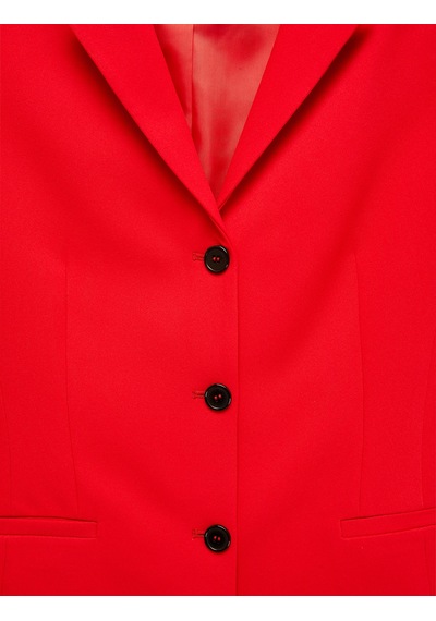 Koton Regular Fit Uzun Kollu Geniş Yaka Düğmeli Dikiş Detaylı Cepli Blazer Ceket Kırmızı 7wak50078uw