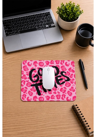 Leopar Desenli Good Times Ergonomik Mouse Pad Kaymaz Tabanlı, Renkli Ve Konforlu Tasarım Pembe