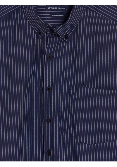 Lcwaıkıkı Classic Lacivert Regular Fit Çizgiili Gabardin Erkek Gömlek