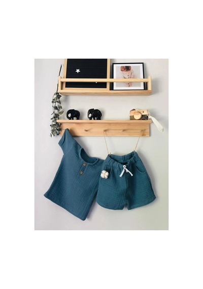Ahşap Askılık Raf Ve Kitaplık Raf Eğitici Montessori Raf 2'li 40 Cm Kahverengi Kahverengi