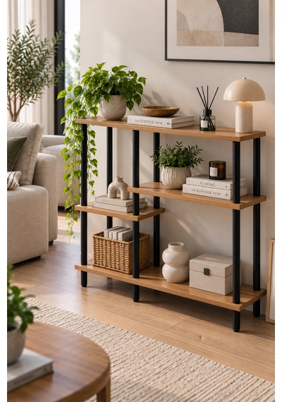 Modern 4 Raflı Kitaplık Salon Düzenleyici Metal Ayaklı Dekoratif Kitaplık Ve Çok Amaçlı Raf Ünitesi Çam Modern 4 Raflı Kitaplık Salon Düzenleyici Metal Ayaklı Dekoratif Kitaplık Ve Çok Amaçlı Raf Ünitesi Çam