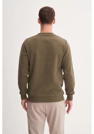 Cazador Erkek Bisiklet Yaka Selanik Örgü Slim Fit Sweatshirt Haki
