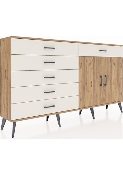 Arges Konsol Tek Raflı 6 Çekmeceli 2 Kapaklı 176x30x99 Çam-çam/ay Çam-çam/aytaşı Arges Konsol Tek Raflı 6 Çekmeceli 2 Kapaklı 176x30x99 Çam-çam/ay Çam-çam/aytaşı